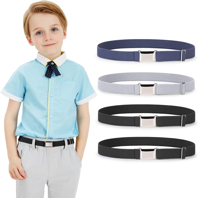 Jas. Good Kids Toddler Belt Elastic Stretch Adjustable Belt for Boys and Girls with Silver Square Buckle 2 Pack - Image 1